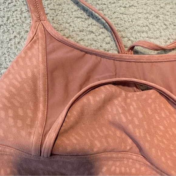 LULULEMON Nulu Mesh Support Yoga Bra Sz 6 Jewel Emboss Spiced Chai A/B Cup - Picture 5 of 10